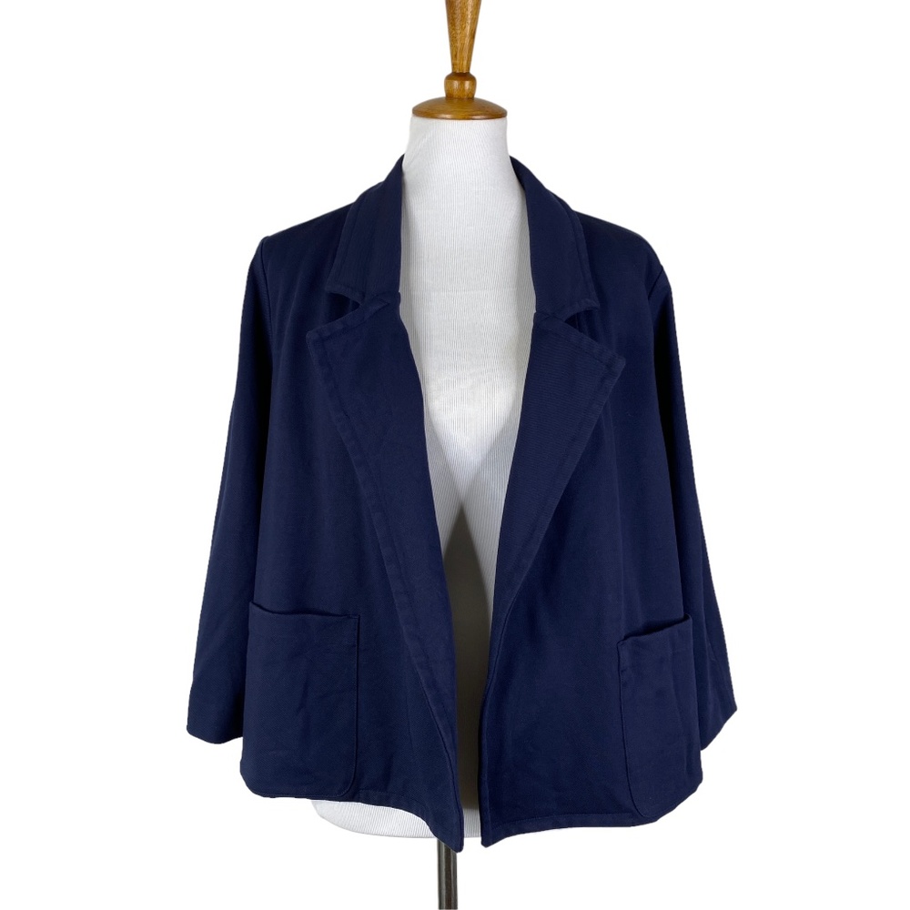 J. Jill Open Front Jacket Blue 3/4 Sleeve Sz. M Stretch